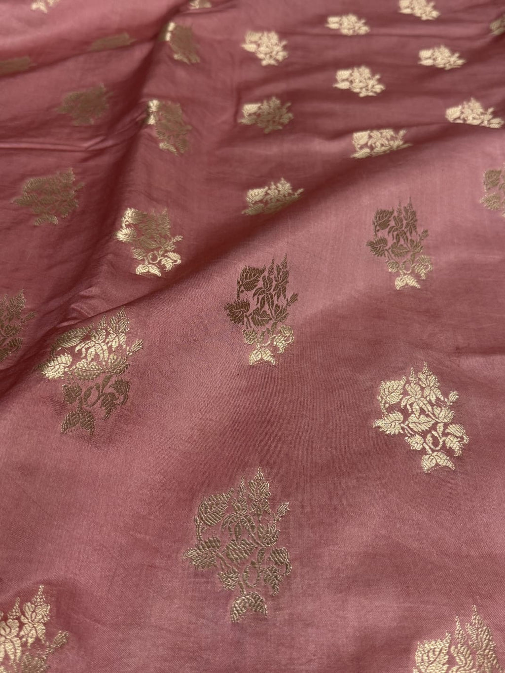 Banasari Pure Chiniya Silk Saree with Gold Zari Work Unstitched