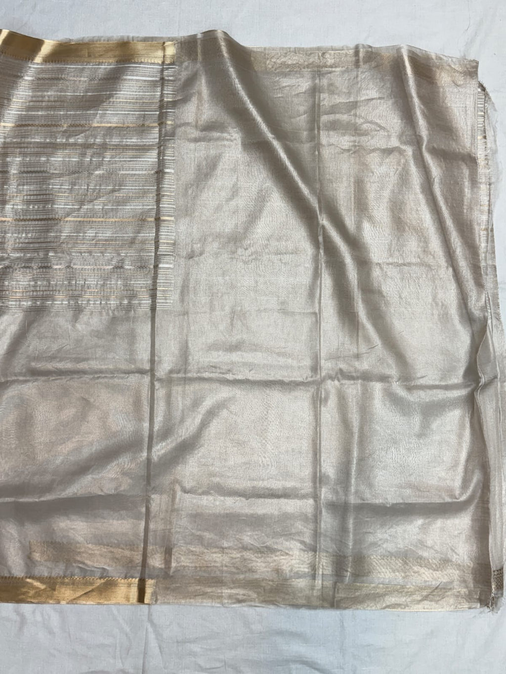 Banasari Silk Saree Silver/Gold Unstitched