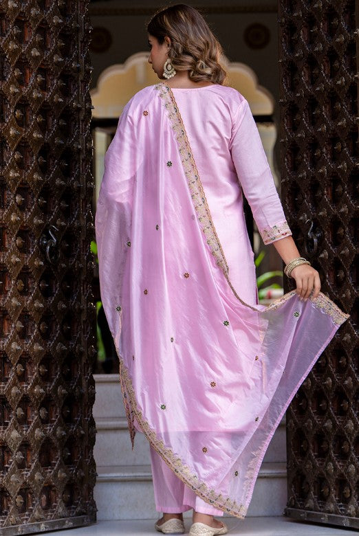 Silk Blend Occasional Wear Readymade Salwar Suit Size Small or Medium