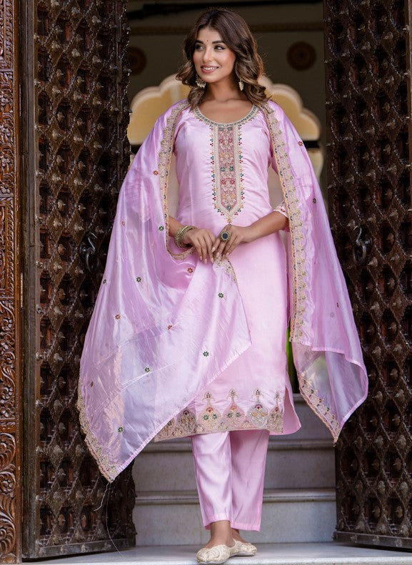 Silk Blend Occasional Wear Readymade Salwar Suit Size Small or Medium
