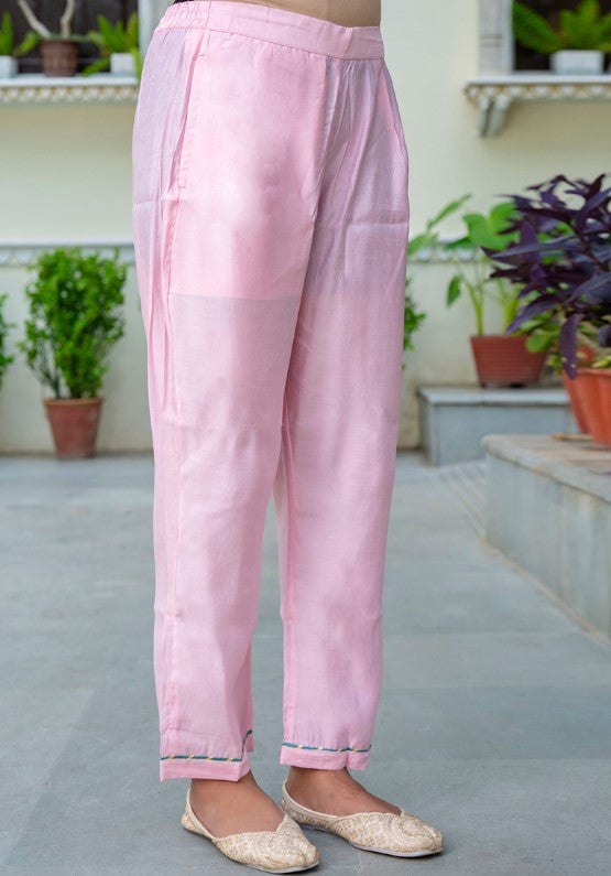 Baby Pink Silk Blend Party Wear Readymade Salwar Suit