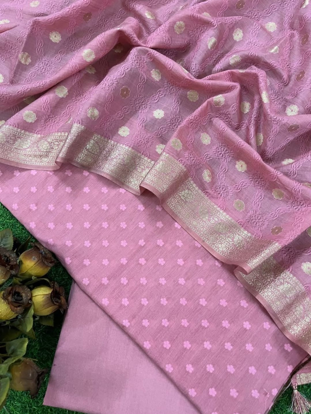 Chanderi Silk Cotton By Cotton Resham Weaved Silk Suit
