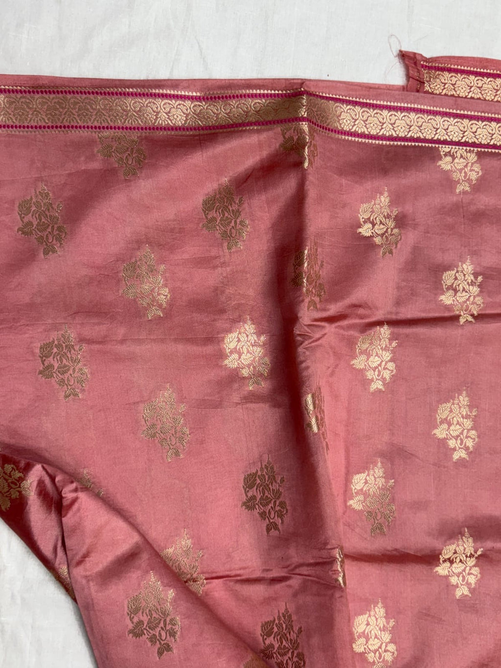 Banasari Pure Chiniya Silk Saree with Gold Zari Work Unstitched